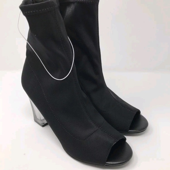 clear block heel boots